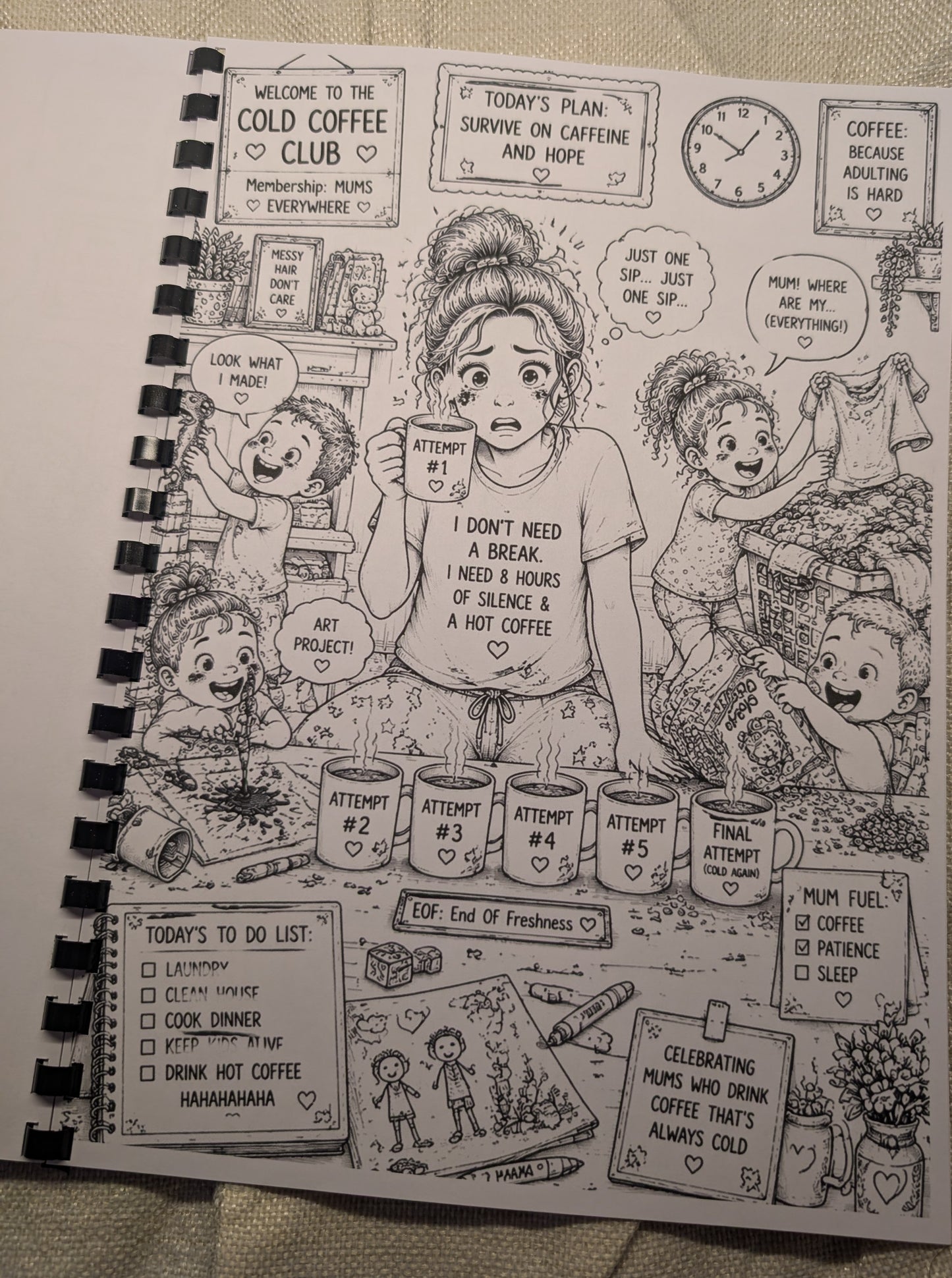 Mum’s Chaos Colouring Book – A4 Printed Funny Mum Life Colouring Book