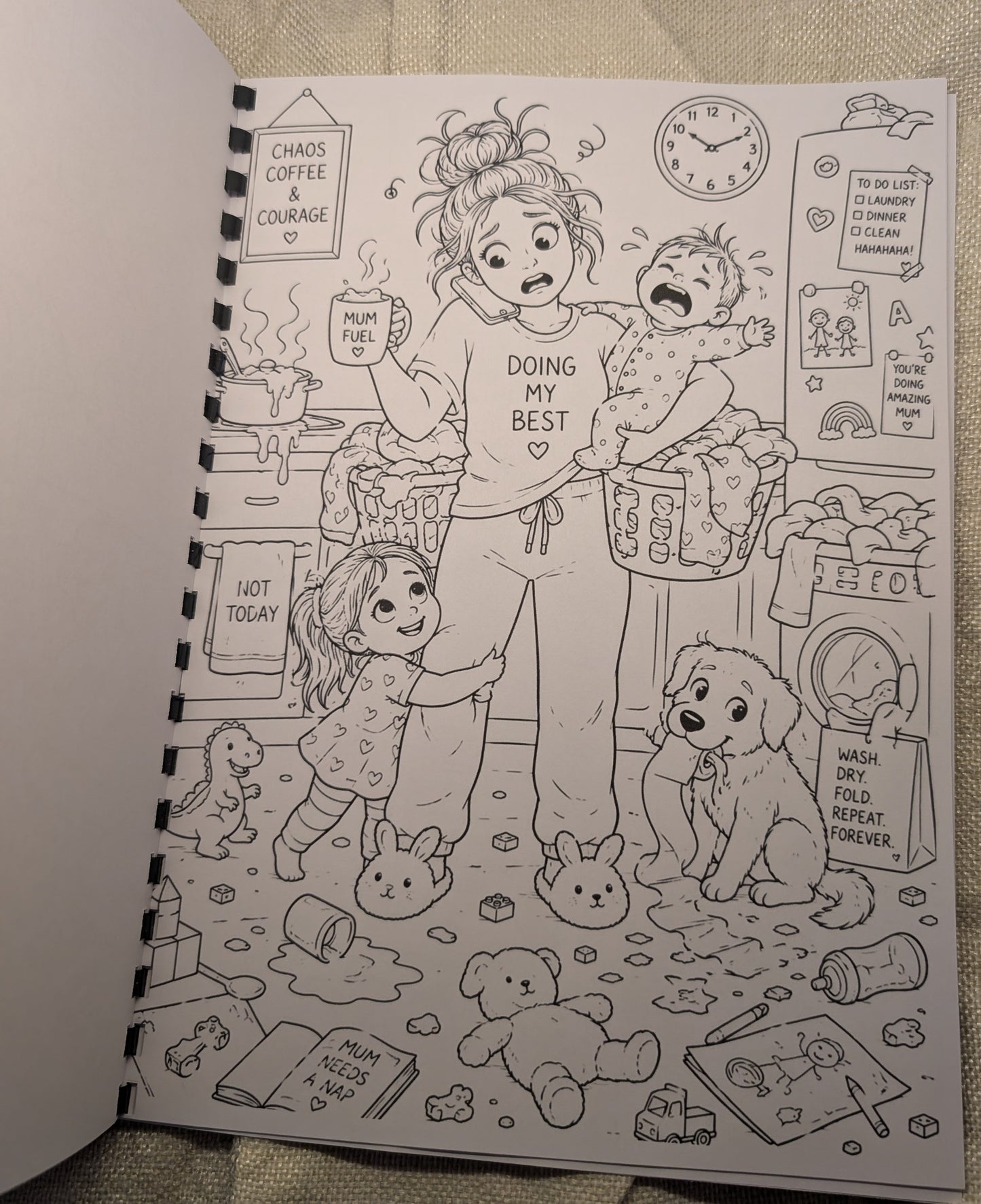 Mum’s Chaos Colouring Book – A4 Printed Funny Mum Life Colouring Book