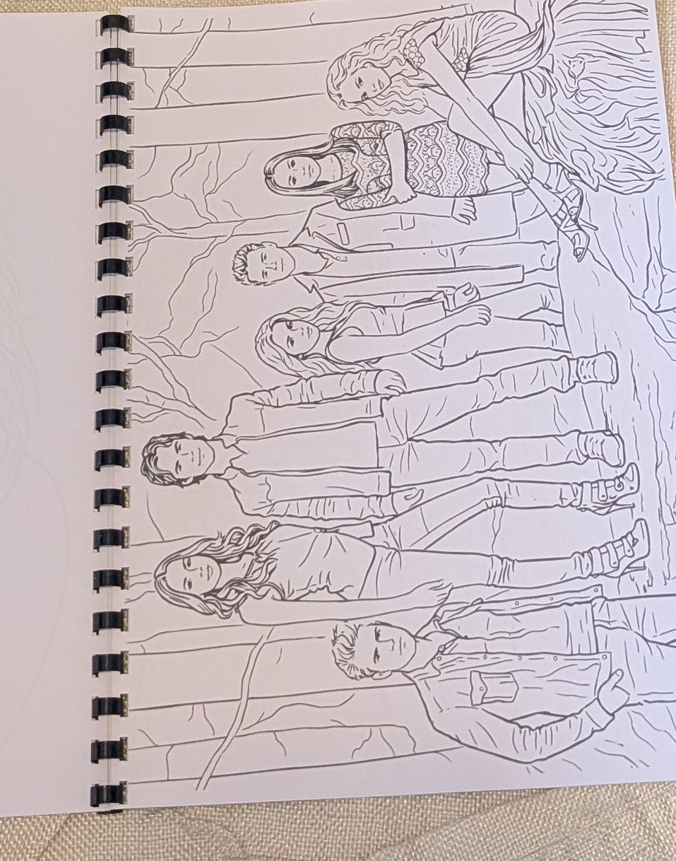 The Vampire Diaries colouring book ensemble page