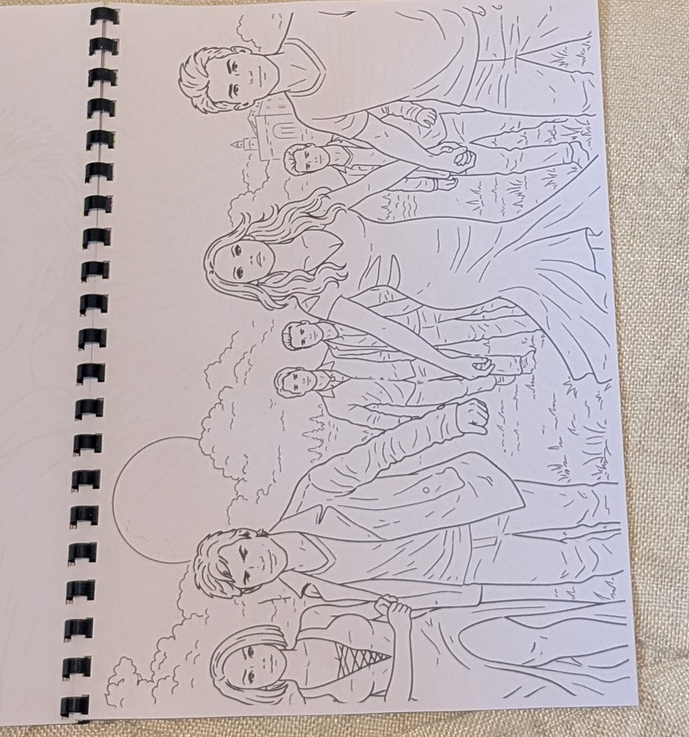 The Vampire Diaries colouring book group scene