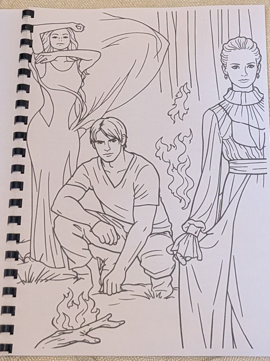 The Vampire Diaries colouring book character scene