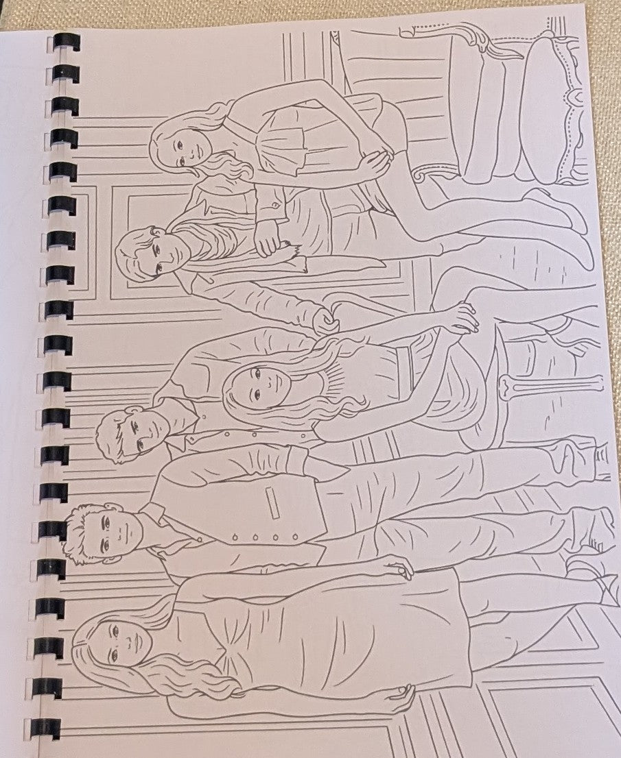 The Vampire Diaries colouring book ensemble interior scene