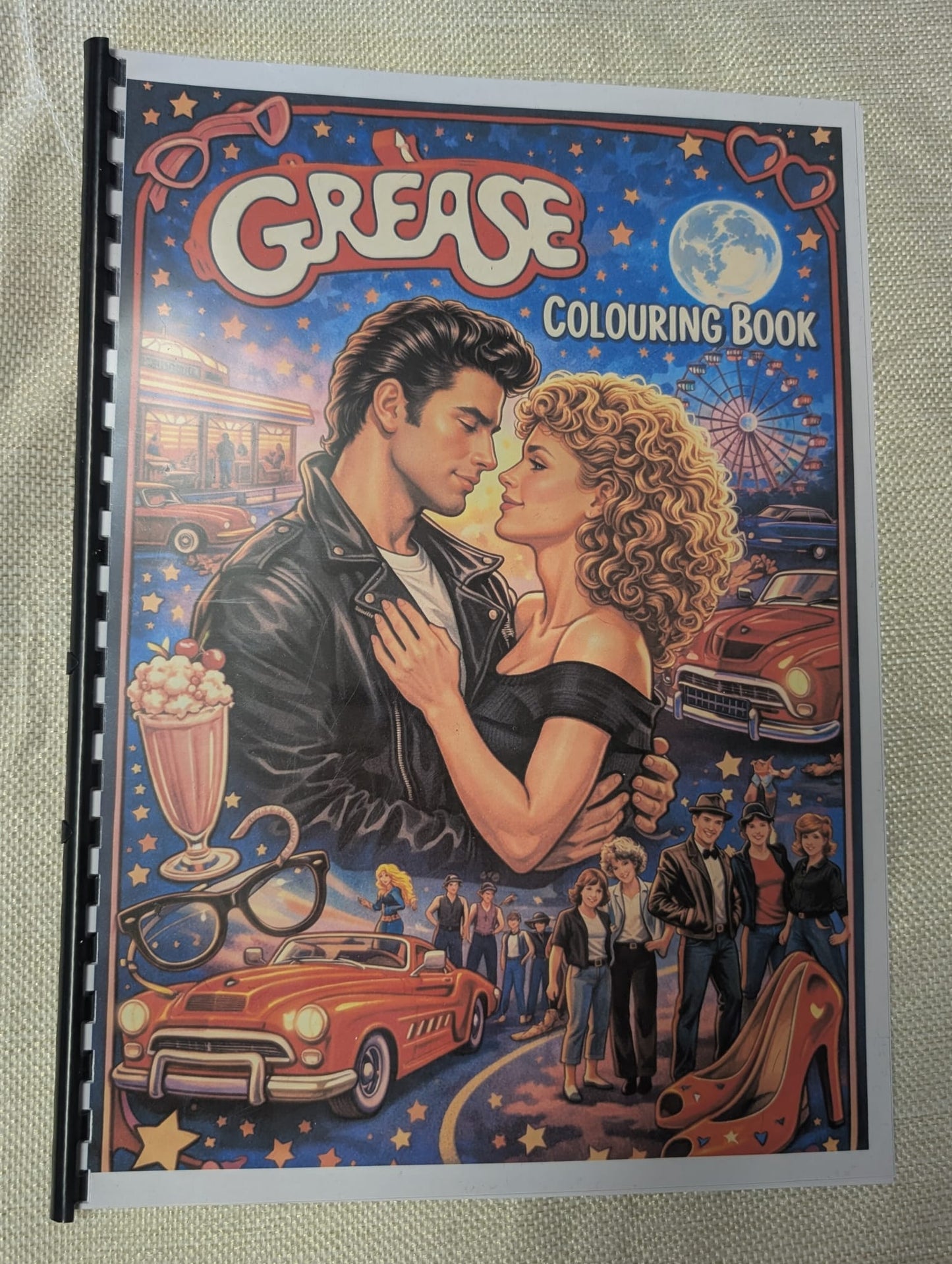 Grease Inspired Colouring Book | Retro Movie Musical Colouring Book | A4 Fan Colouring Book