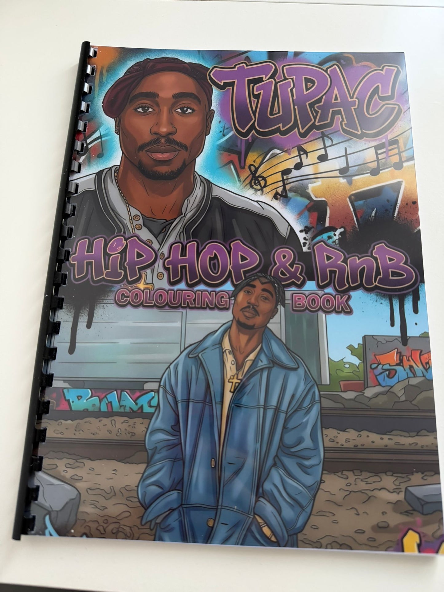 Tupac Inspired Colouring Book | Rap Legend Colouring Book | Music Fan A4 Colouring Book