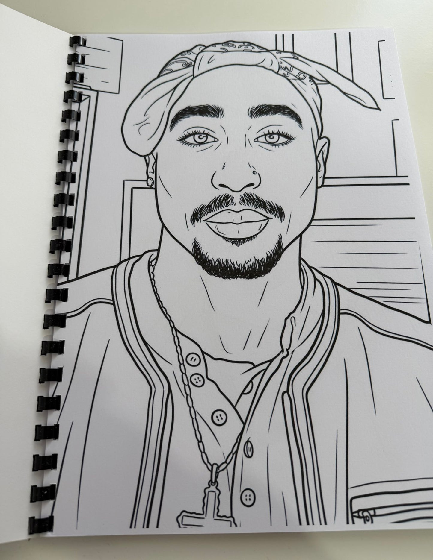 Tupac Inspired Colouring Book | Rap Legend Colouring Book | Music Fan A4 Colouring Book