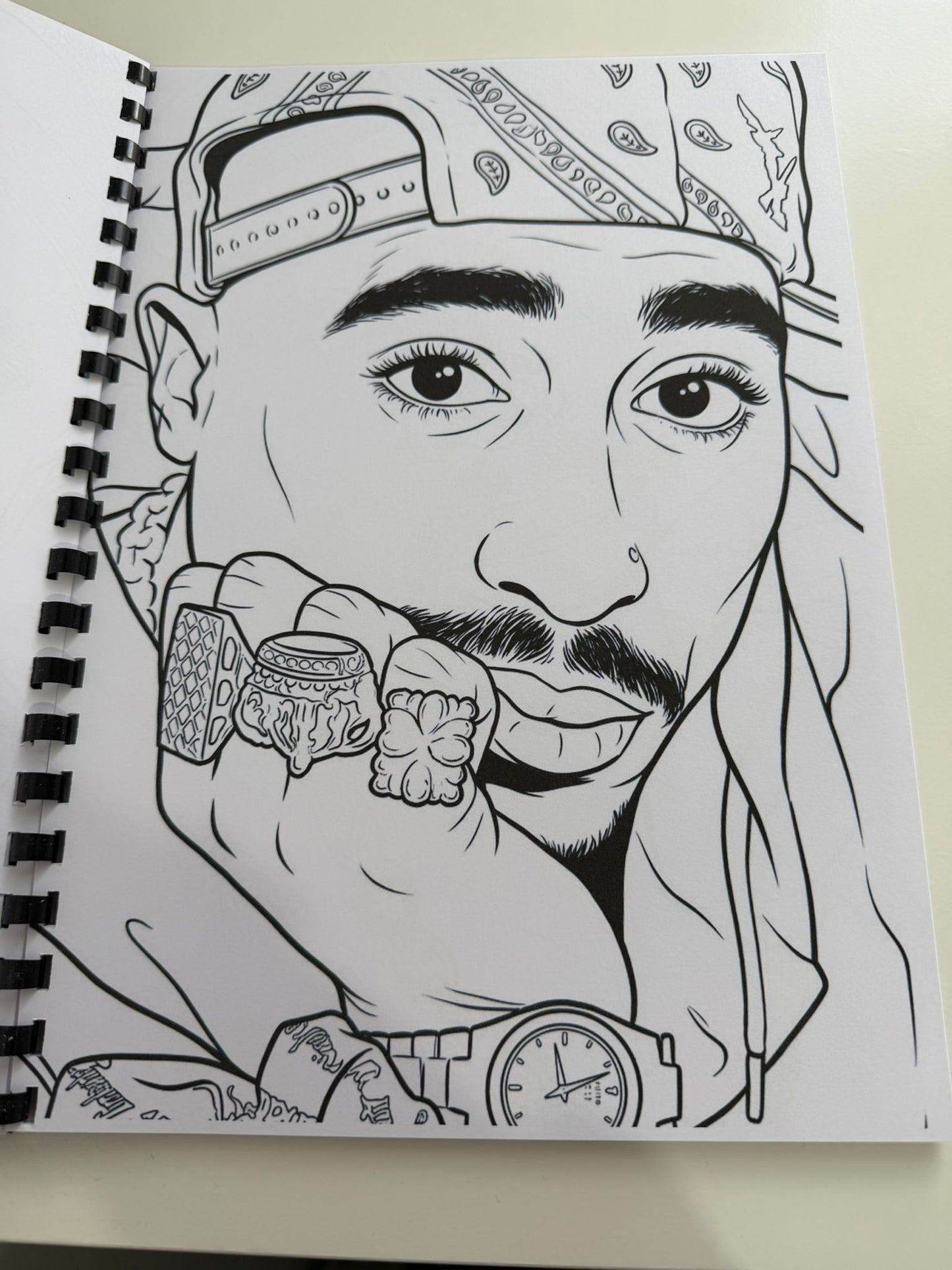 Tupac Inspired Colouring Book | Rap Legend Colouring Book | Music Fan A4 Colouring Book
