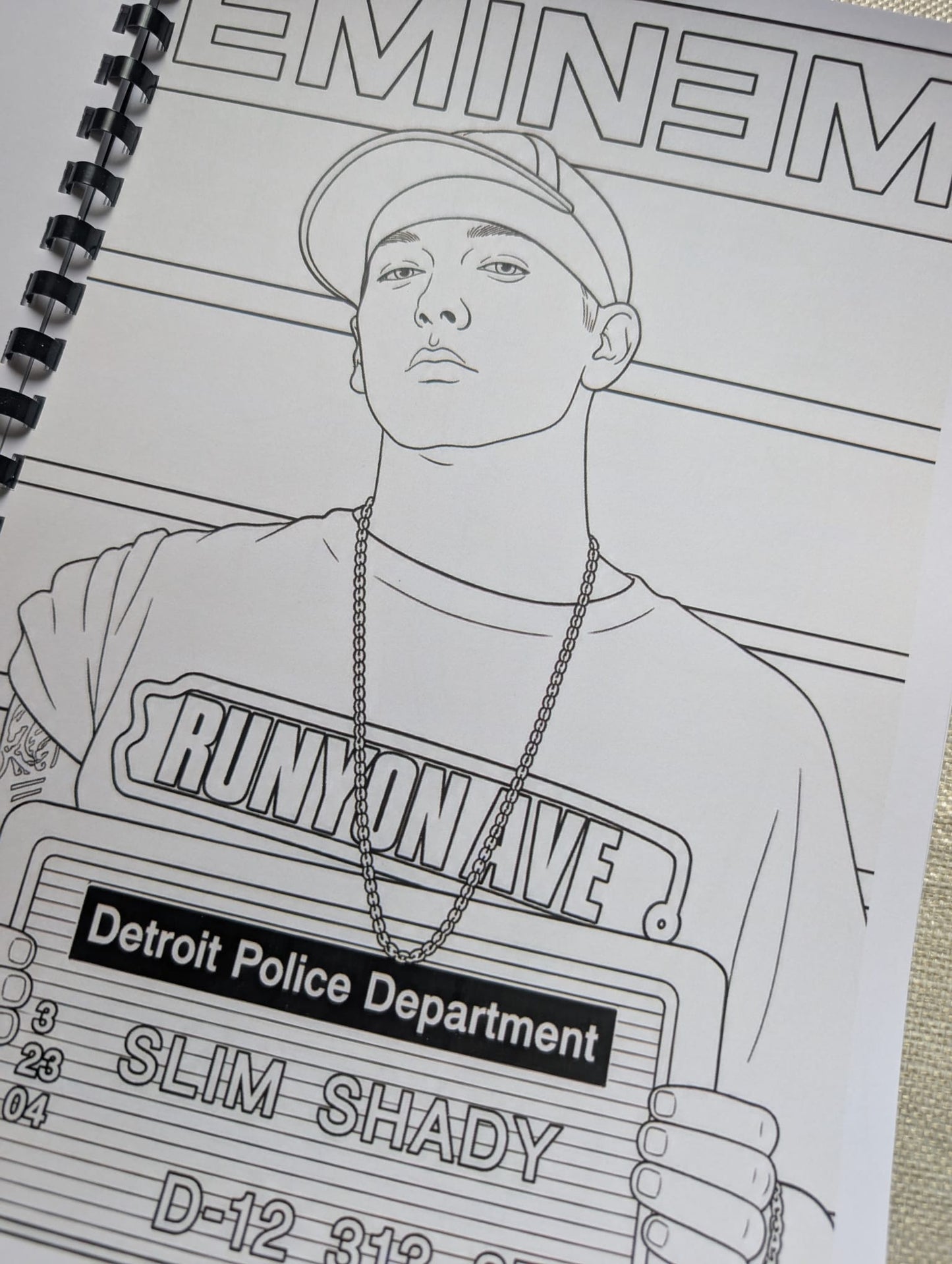 Eminem Inspired Colouring Book | Music Legend Colouring Book | A4 Fan Art Colouring Pages