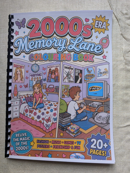 2000s Memory Lane Colouring Book | Nostalgia Colouring Book | Y2K Inspired A4 Colouring Book