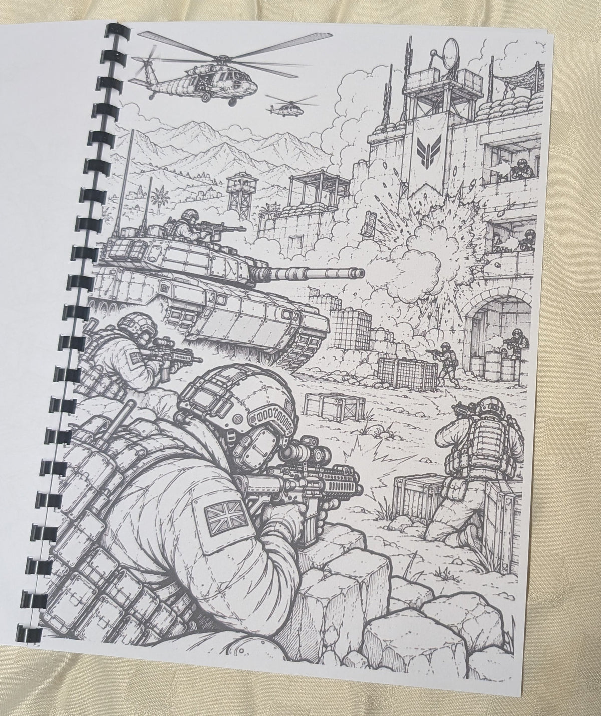 Call of Duty A4 colouring book sample illustration