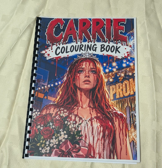Carrie horror colouring book front cover