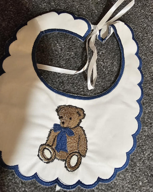 Handmade Navy Blue Classic Teddy Bib  IN STOCK/READY TO POST