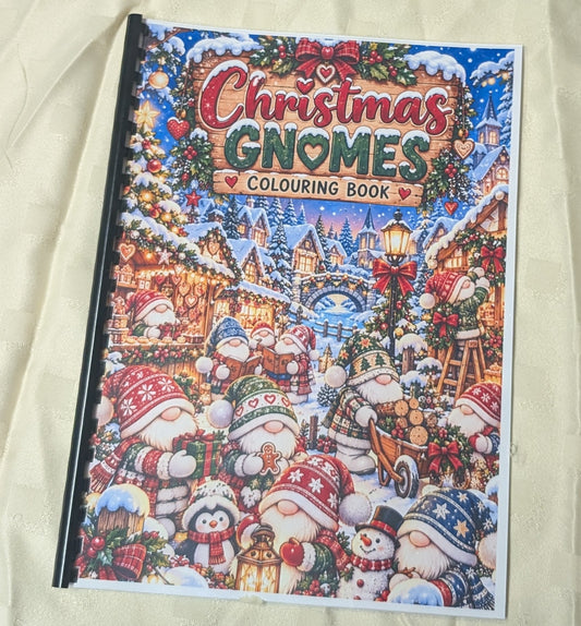 Christmas Gnomes A4 festive colouring book cover