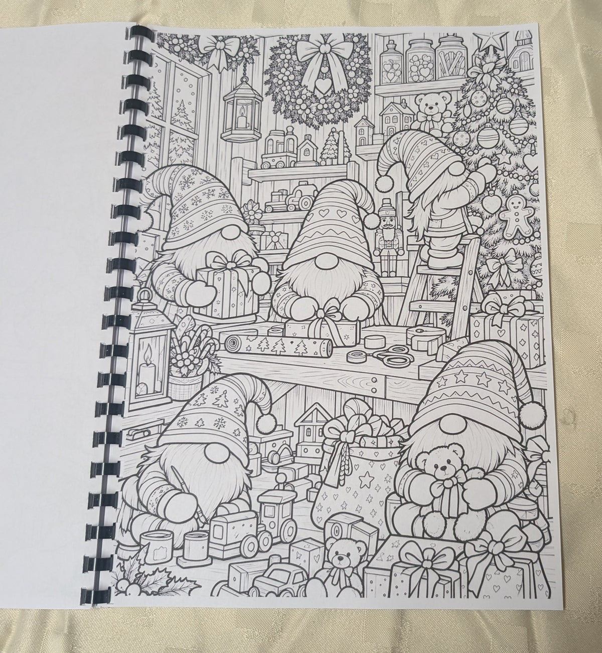 Christmas Gnomes colouring book sample illustration