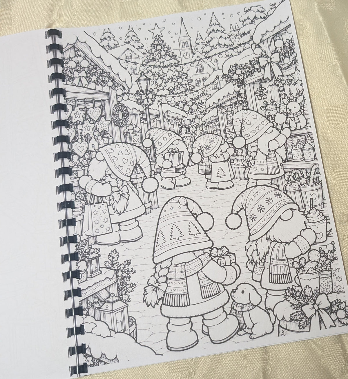 Christmas Gnomes festive colouring book inside page
