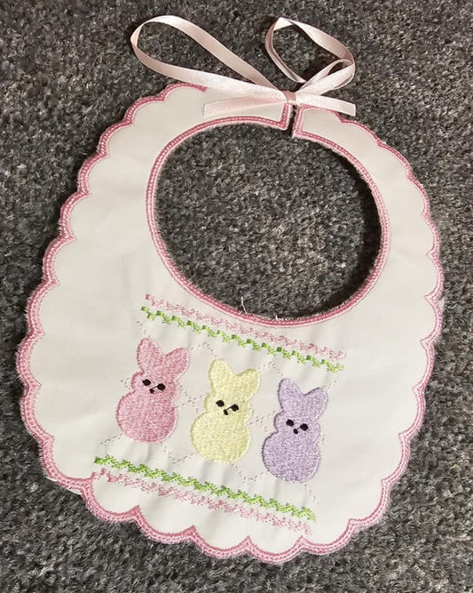Handmade Smocked Bib Easter Bunnies  IN STOCK/READY TO POST