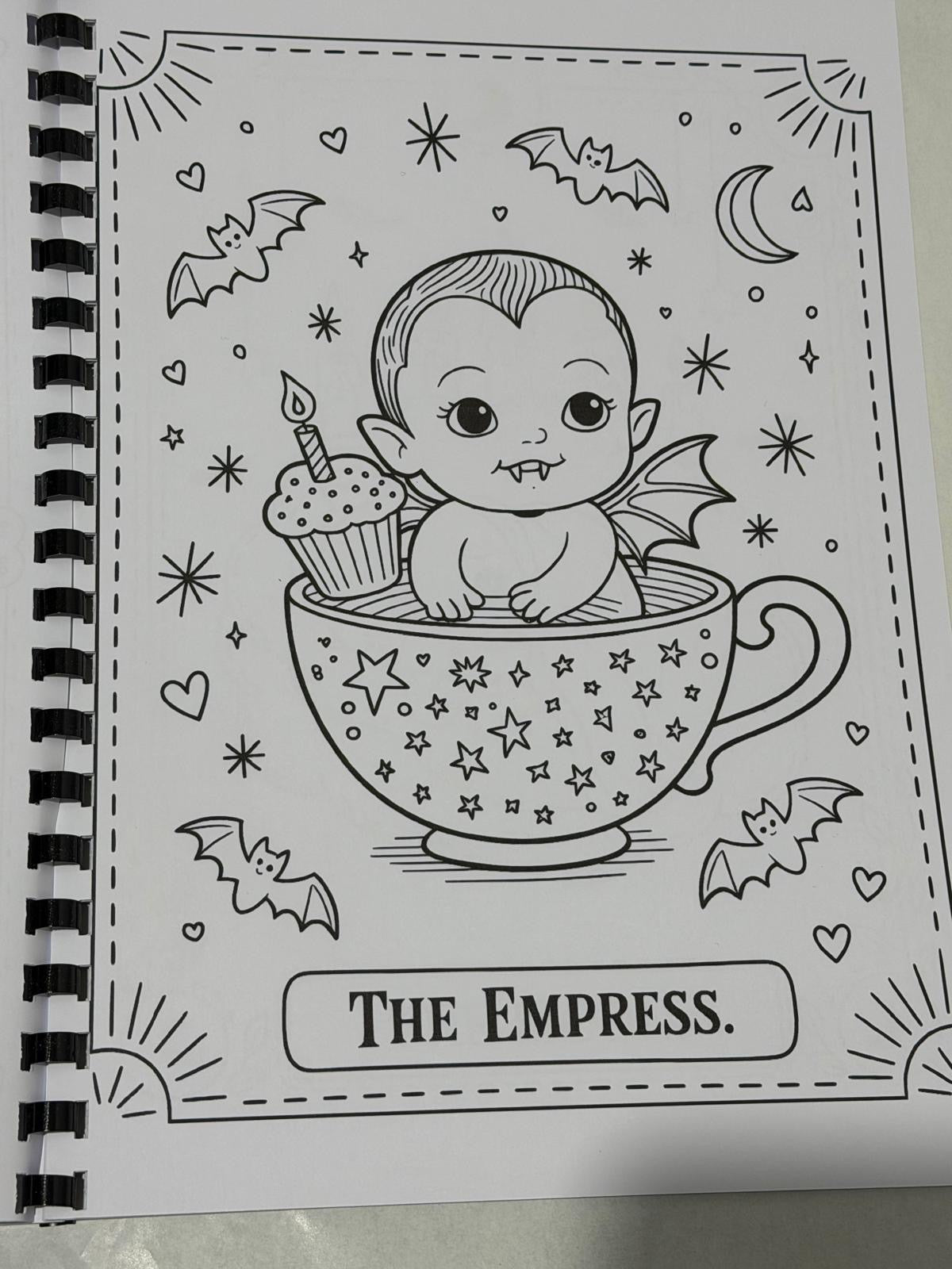 Spooky Cutie Tarot Card Colouring Book – A4 Adult Colouring Book
