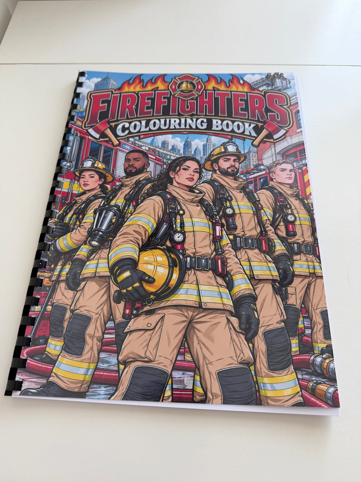 Firefighters colouring book image 1