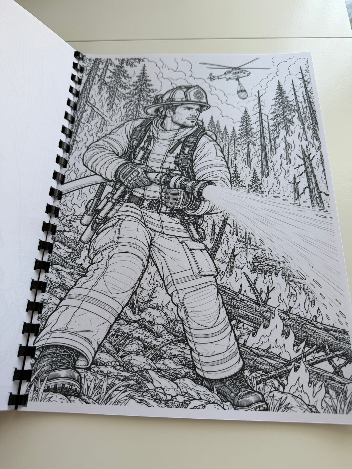 Firefighters colouring book image 2