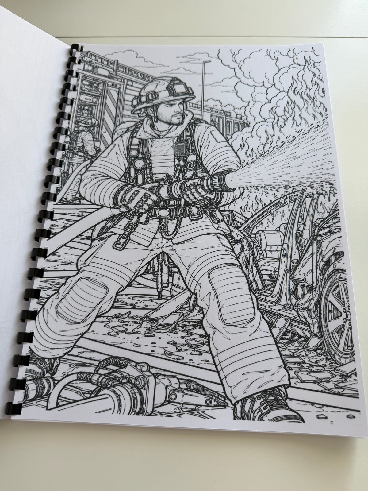 Firefighters colouring book image 4