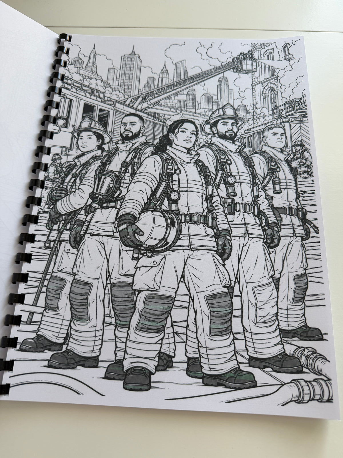 Firefighters colouring book image 5