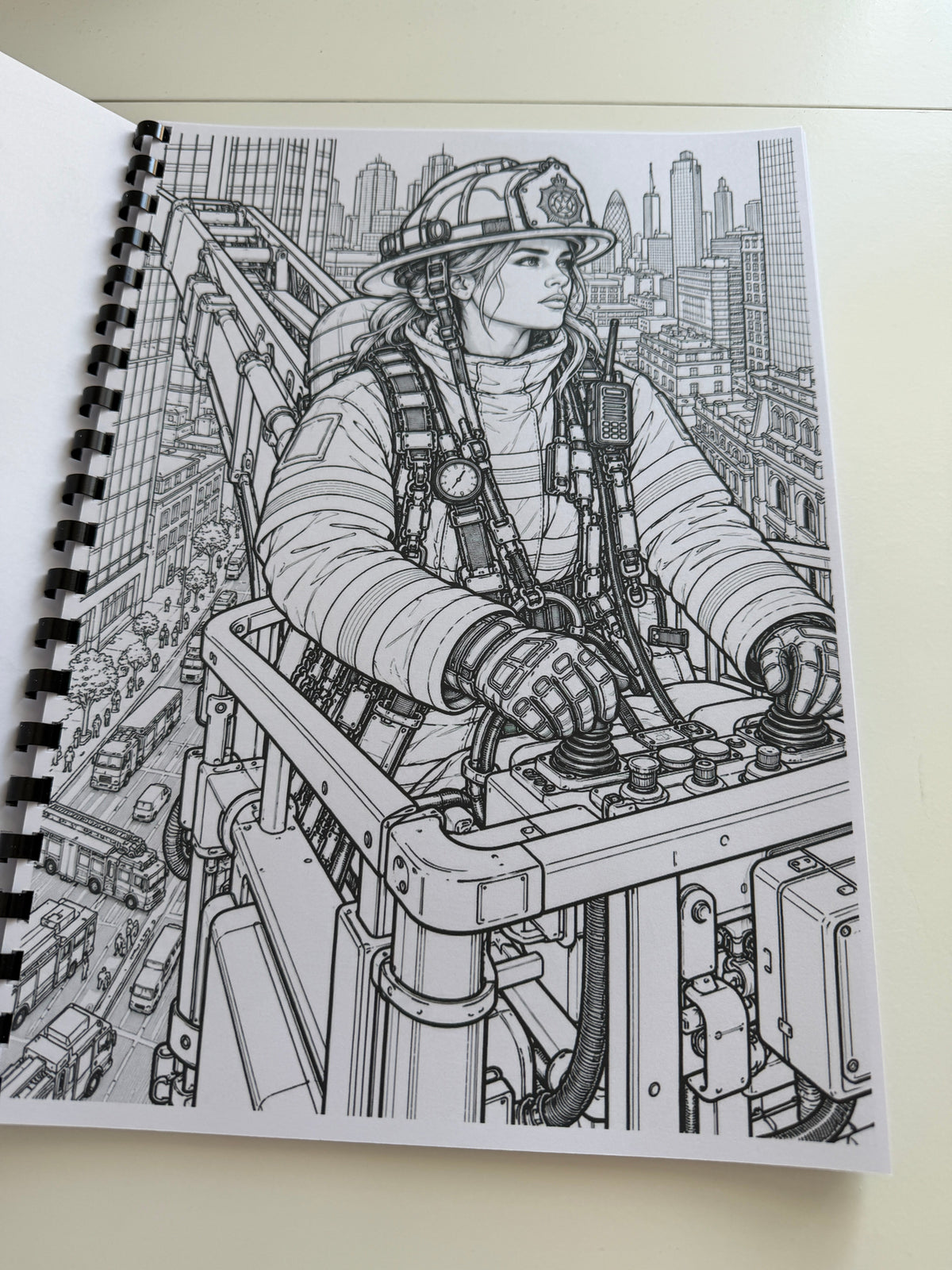 Firefighters colouring book image 7