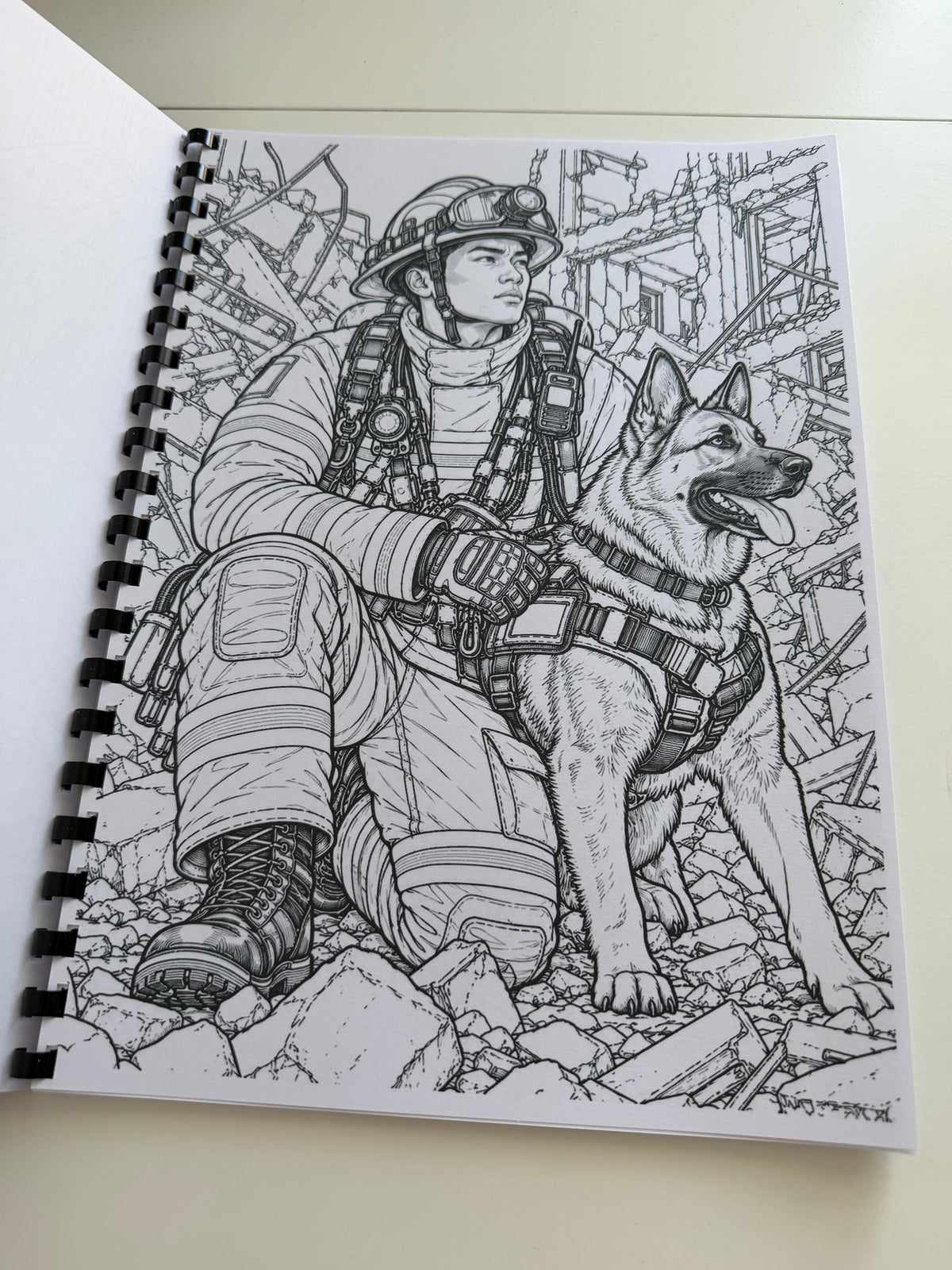 Firefighters colouring book image 8
