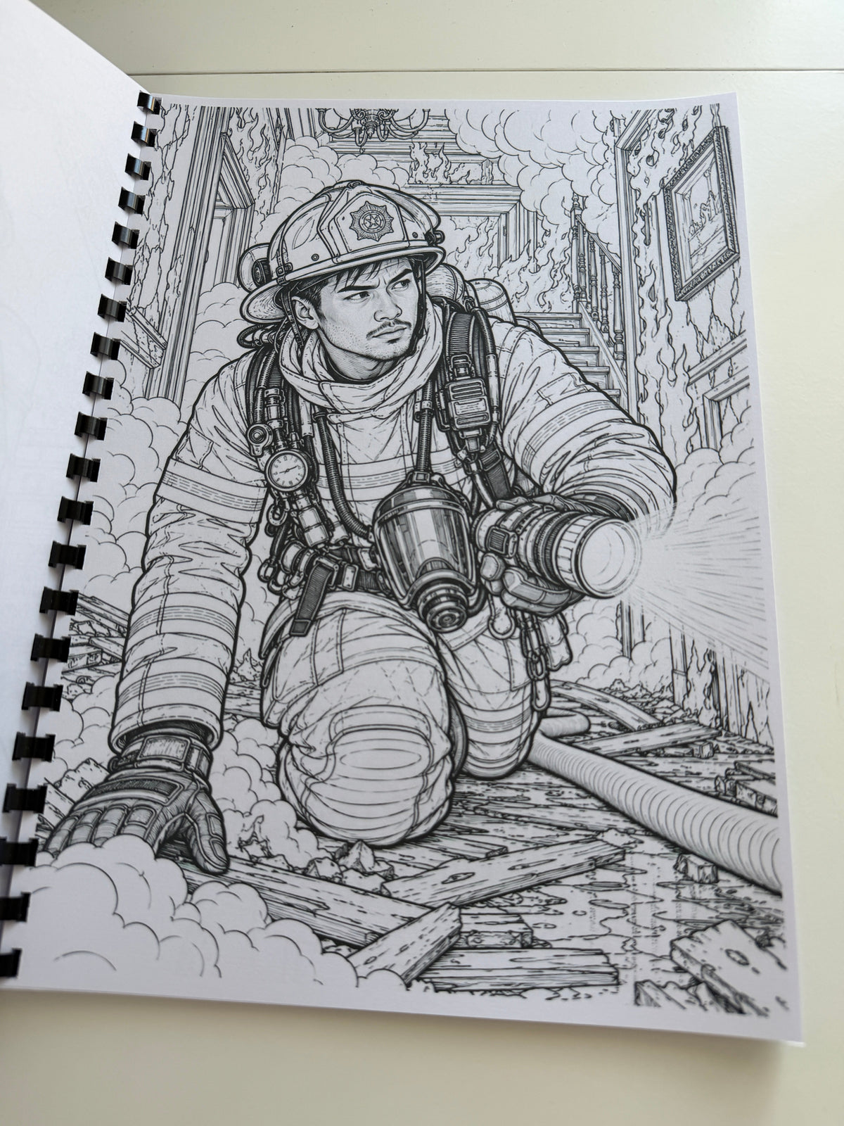 Firefighters colouring book image 9