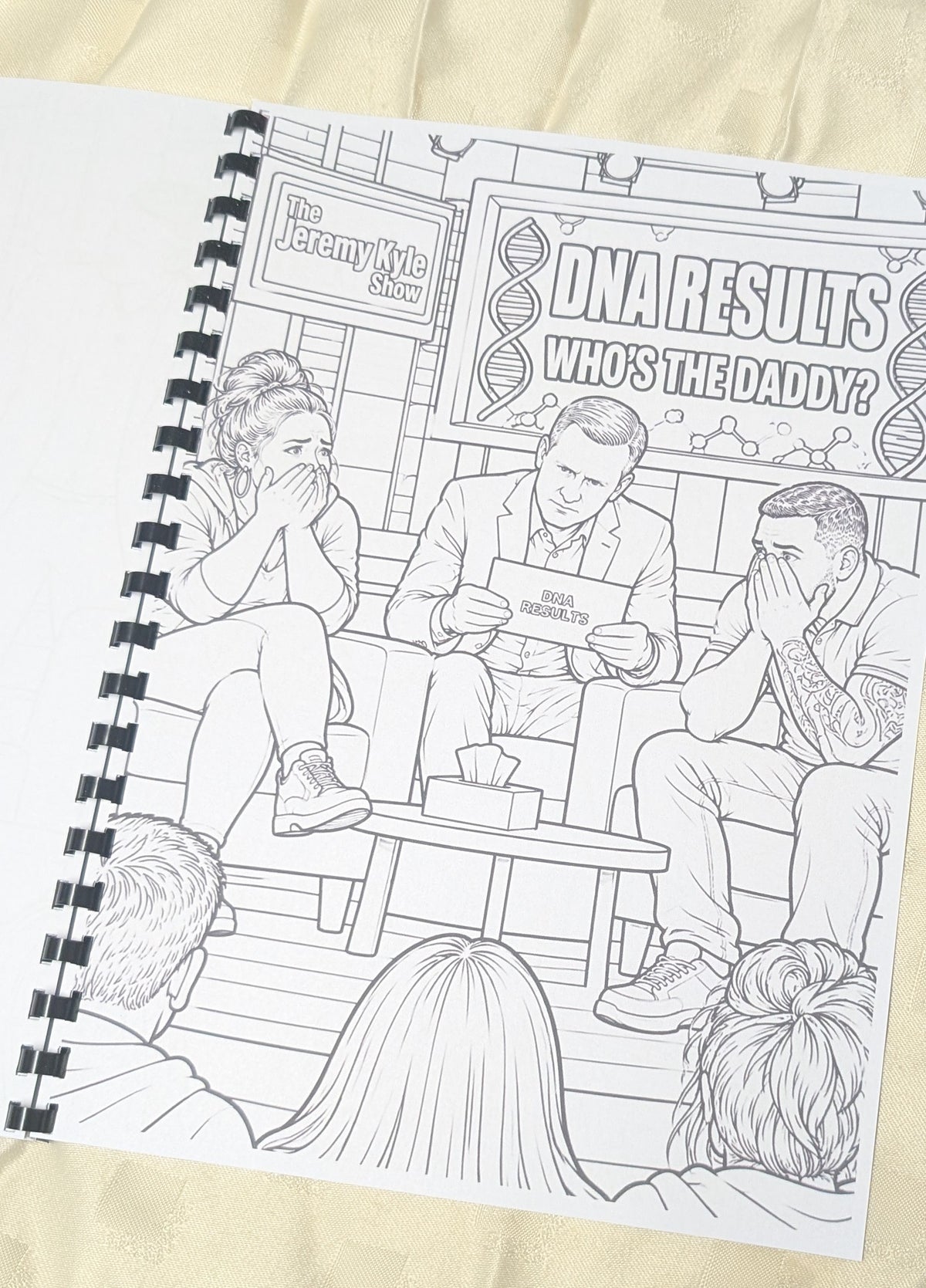 Jeremy Kyle adult TV nostalgia colouring book inside illustration