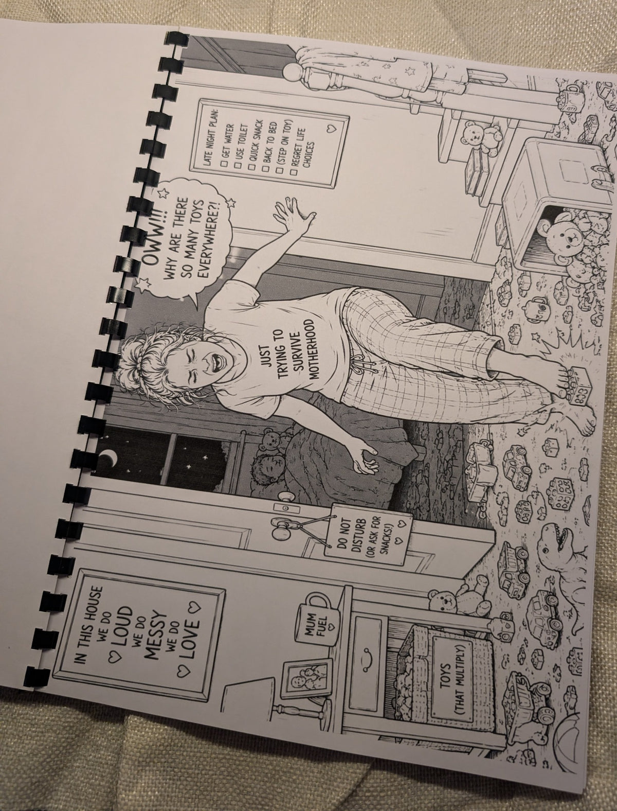 Funny mum life colouring page from Mums Chaos colouring book