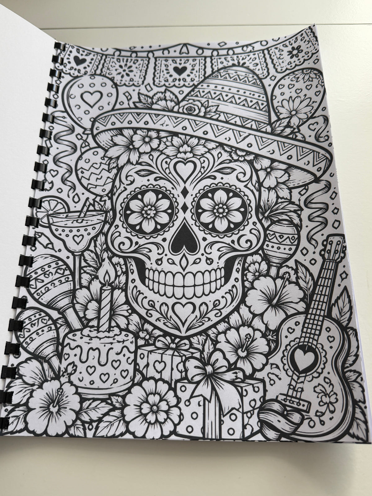 Sugar Skulls Day of the Dead adult colouring book cover
