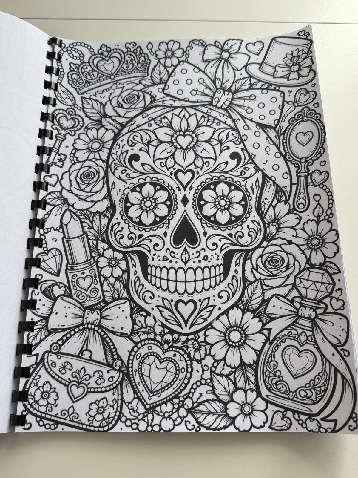 Sugar Skulls book inside colouring illustration