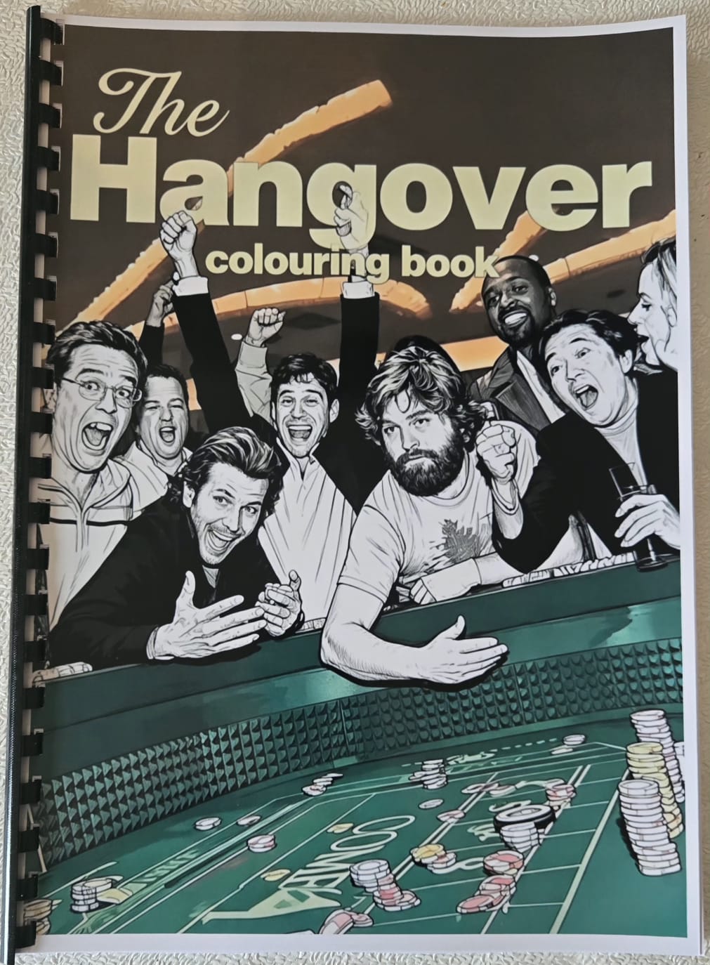 The Hangover inspired A4 spiral bound colouring book cover