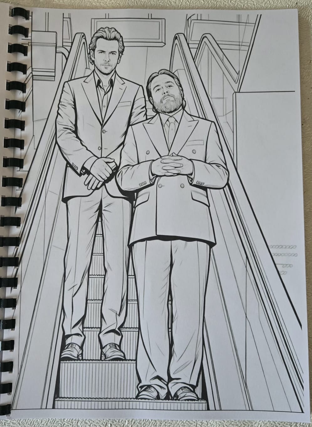 The Hangover inspired colouring book interior page