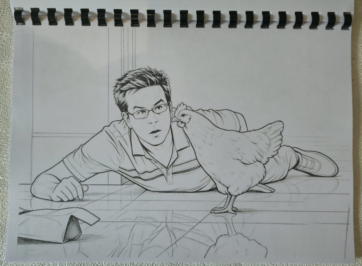 The Hangover inspired colouring book interior page