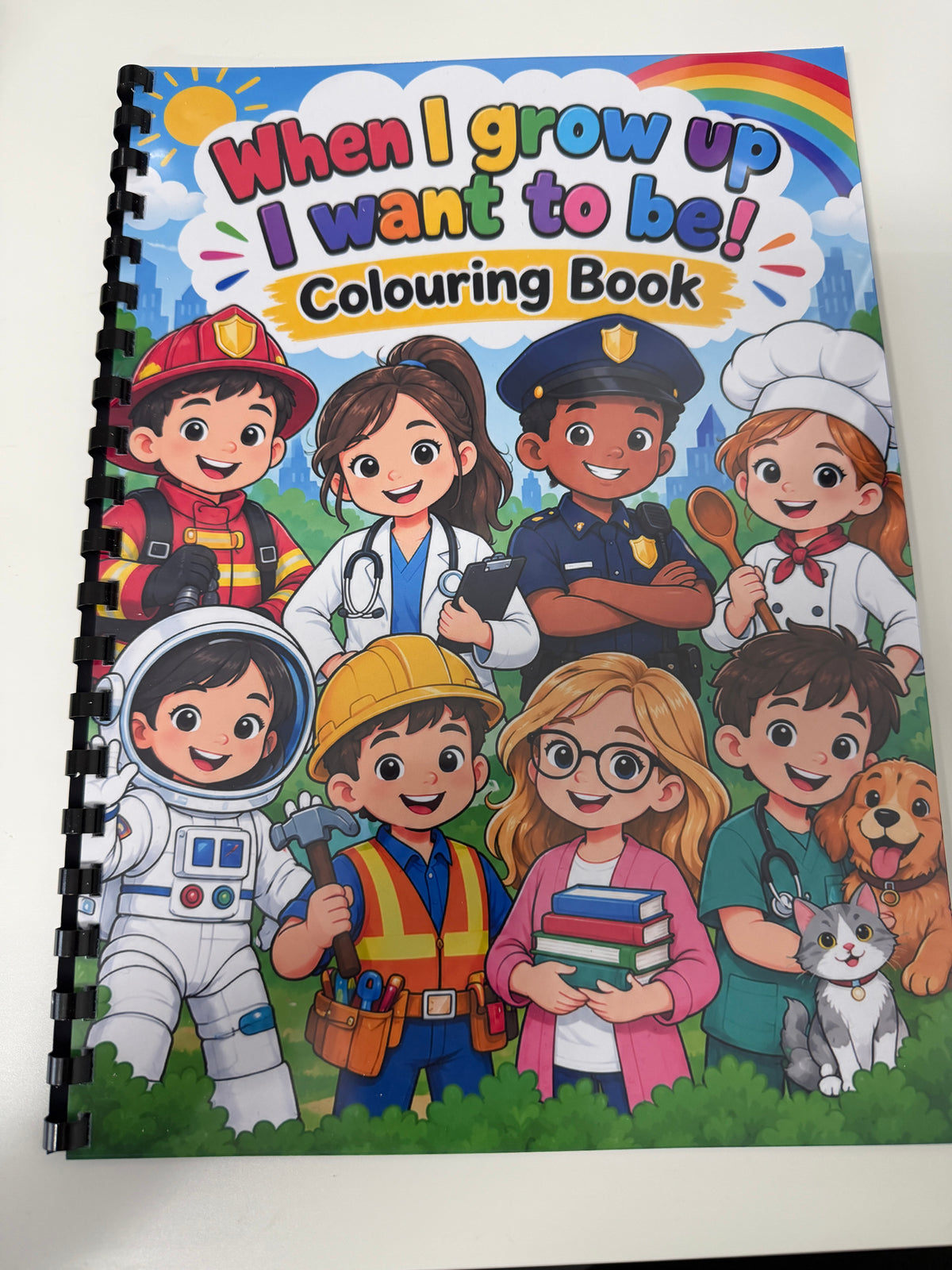 When I Grow Up colouring book A4 children's jobs and careers front cover